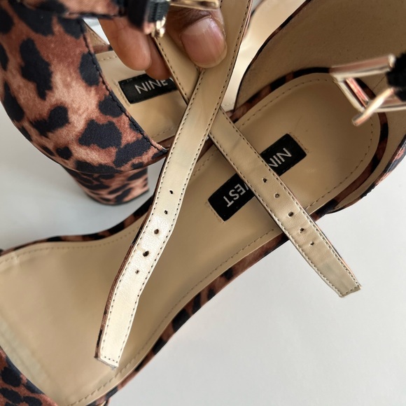 NINE WEST• PRUCE ANKLE STRAP BLOCK HEEL SANDAL•TAN LEOPARD•SIZE: 9 1/2 MEDIUM - Picture 12 of 12